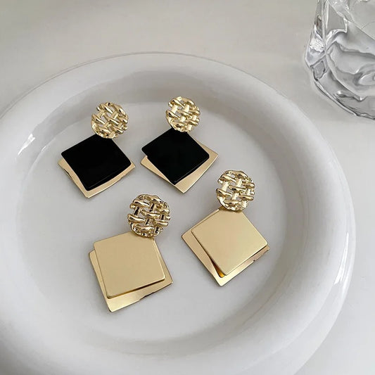 Square Metal Sequin Earrings for Women