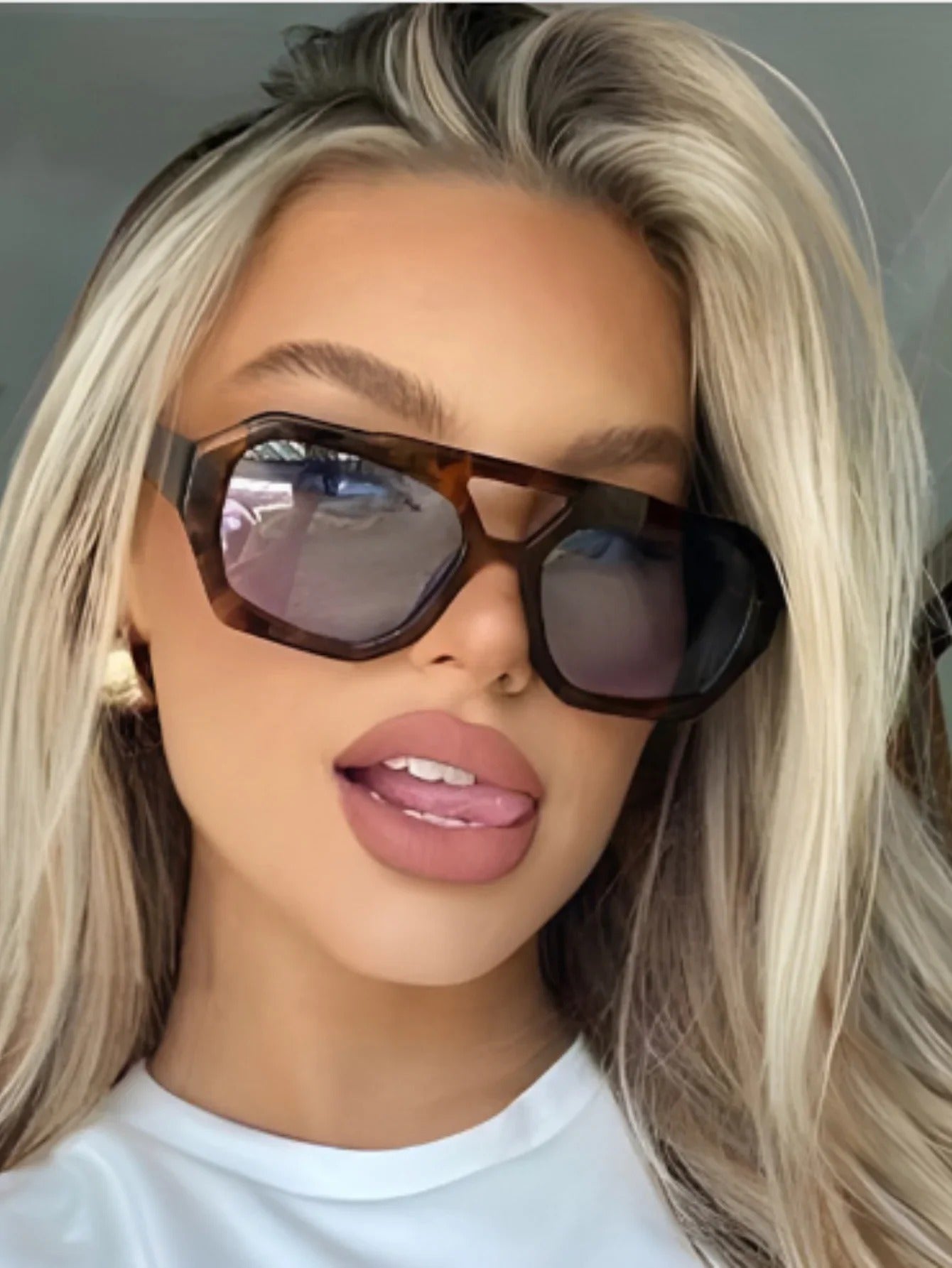 Double Beam Irregular Sunglasses For Women