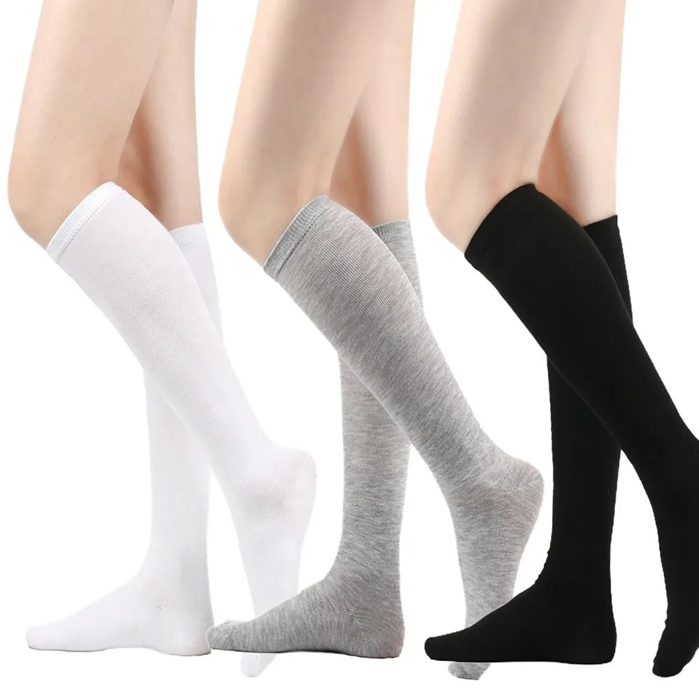 Black White Striped Long Socks Women
