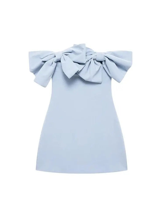 Strapless Mini Dress with Bows for Women, Off the Shoulder