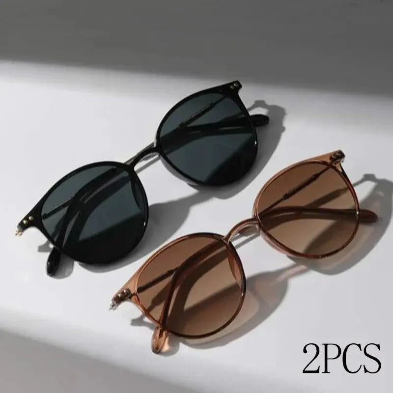 2 Pairs Per Set Small Round Sunglasses Women