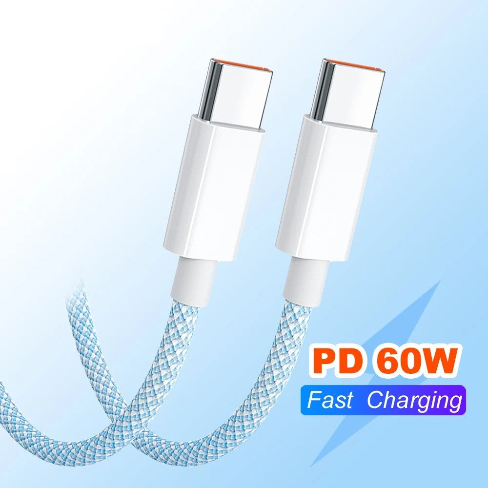 60W 6A USB Type C to Type C Cable Data Line