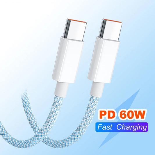 60W 6A USB Type C to Type C Cable Data Line