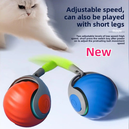 Smart Cats Toy Ball Electric Ball for Cats With Feather Teaser