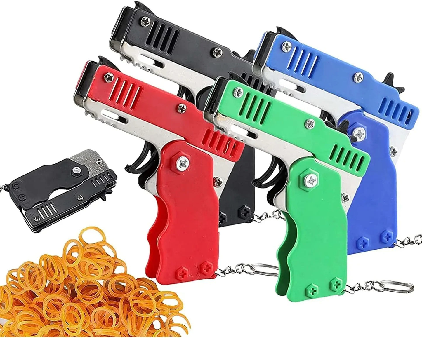 1PCS keychain gun 60 rubber bands rubber band gun Shooting Pistol