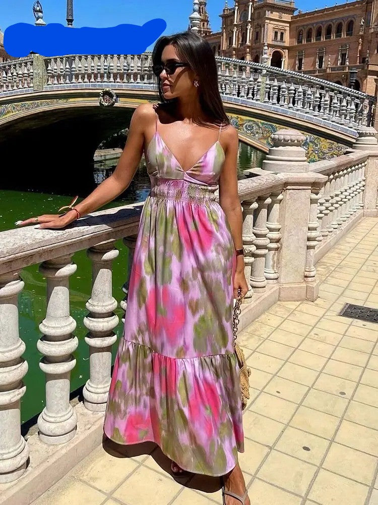 Elegant Women Party Dress V Neck Backless Slim