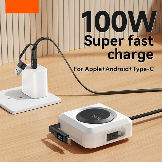 Digital Display PD 100W C to C Retractable Cable USB to Type C For iPhone 16