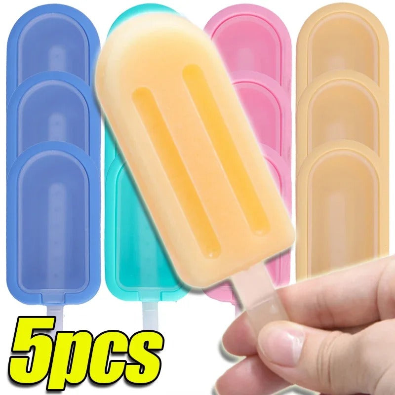 5PCS Silicone Homemade Popsicle Molds DIY Juice Milk Chocolate