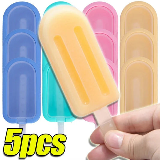 5PCS Silicone Homemade Popsicle Molds DIY Juice Milk Chocolate