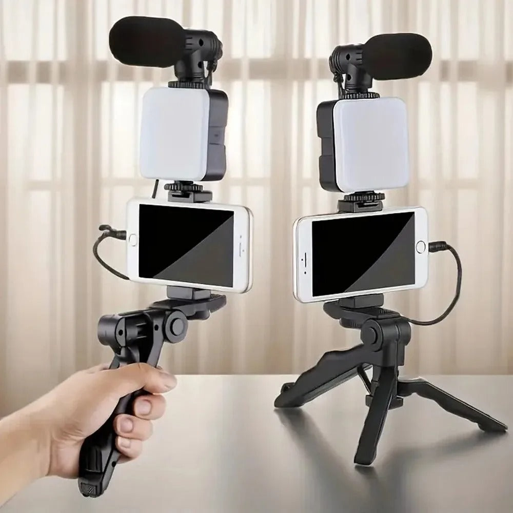 Smartphone Vlogging Kit With Tripod Phone Holder Mini Microphone