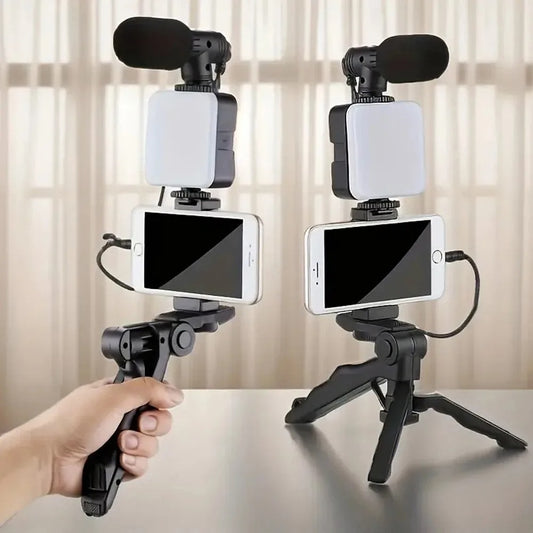 Smartphone Vlogging Kit With Tripod Phone Holder Mini Microphone