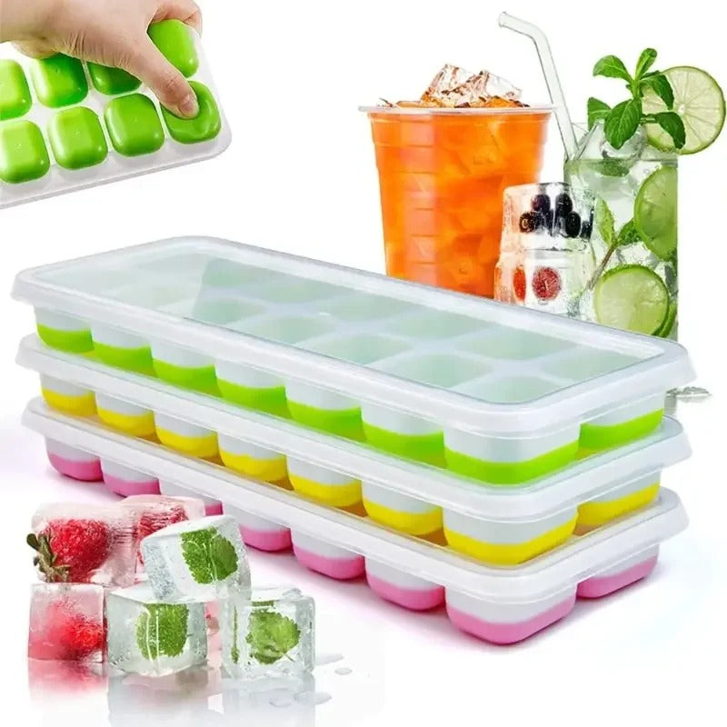 14-Grid Silicone Ice Cube Tray Mold, Square Non-Toxic & Durable Ice Cube