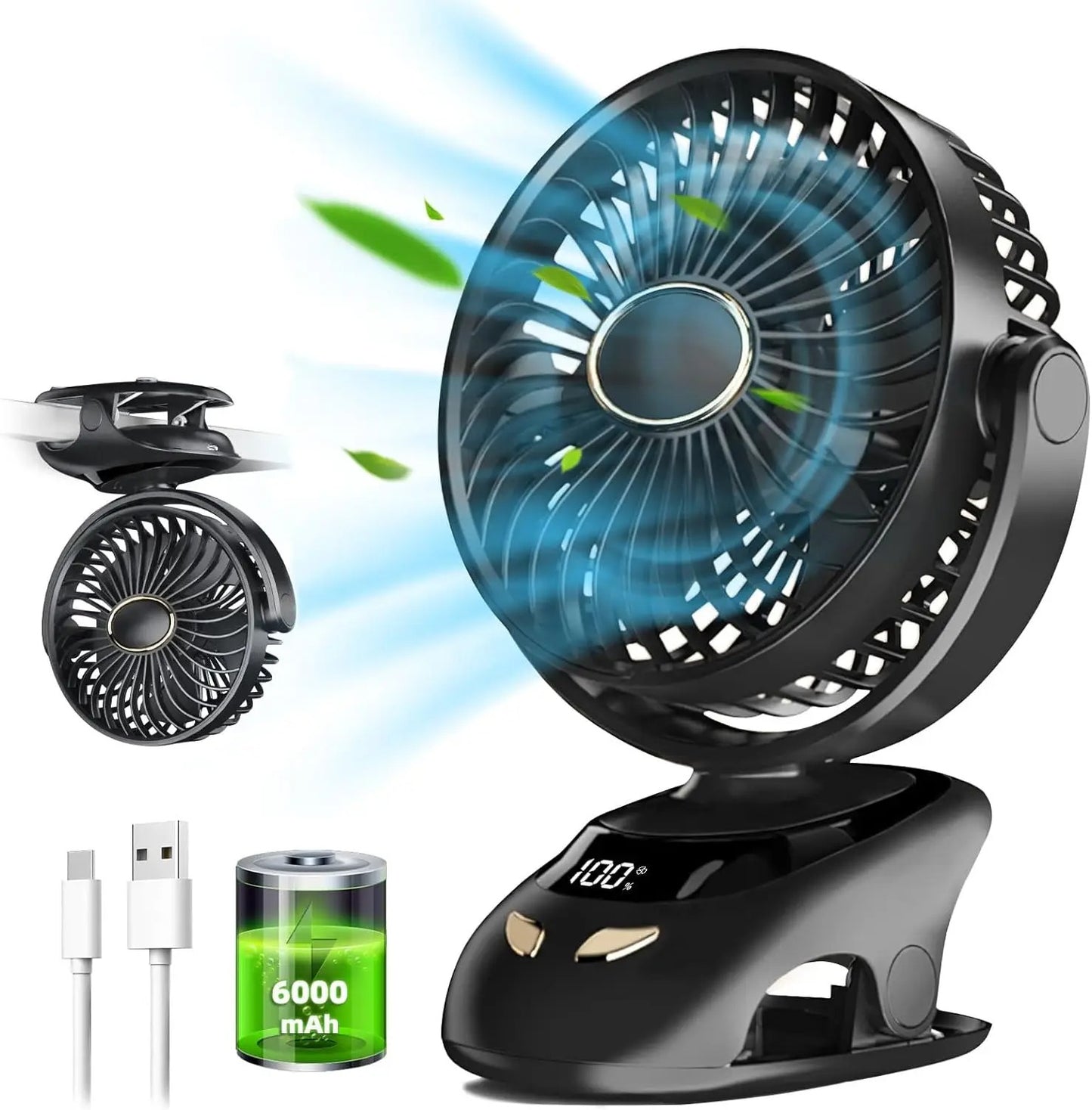 Small Desk Clip On Fan, Portable Personal USB Clip Fan For Home Office Travel Bed Stroller