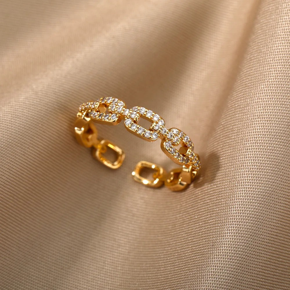 Classic Zircon Twist Chain Rings For Women