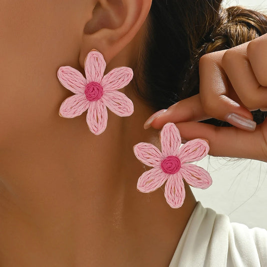 Cute Handmade Woven Sunflower Earrings
