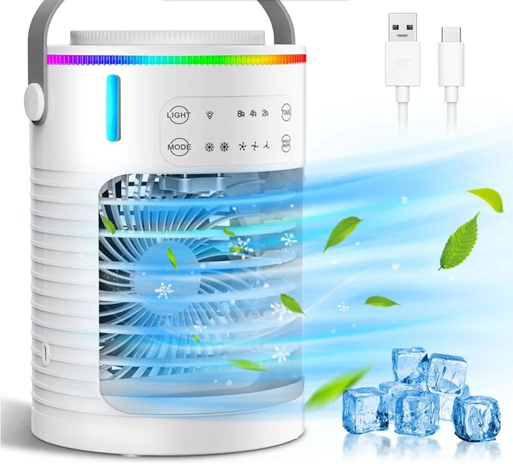 Portable Air Conditioner Mini Air Cooler USB Air Conditioning Fan 600ml Ice Water Air
