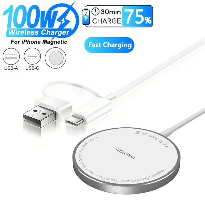 100W Magnetic Wireless Charger Pad USB + Type C For Magsafe iPhone