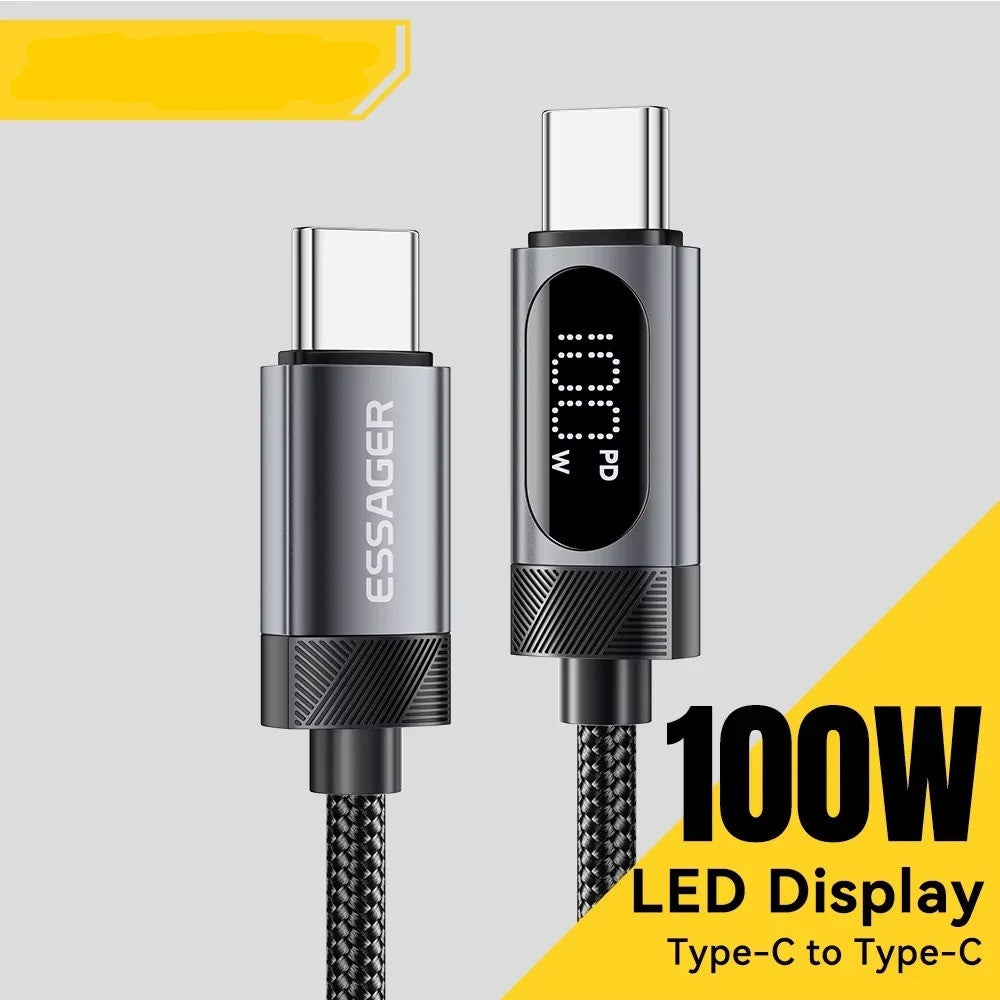 Digital Display USB C Cable For iPhone, Huawei 100W PD Fast Charging