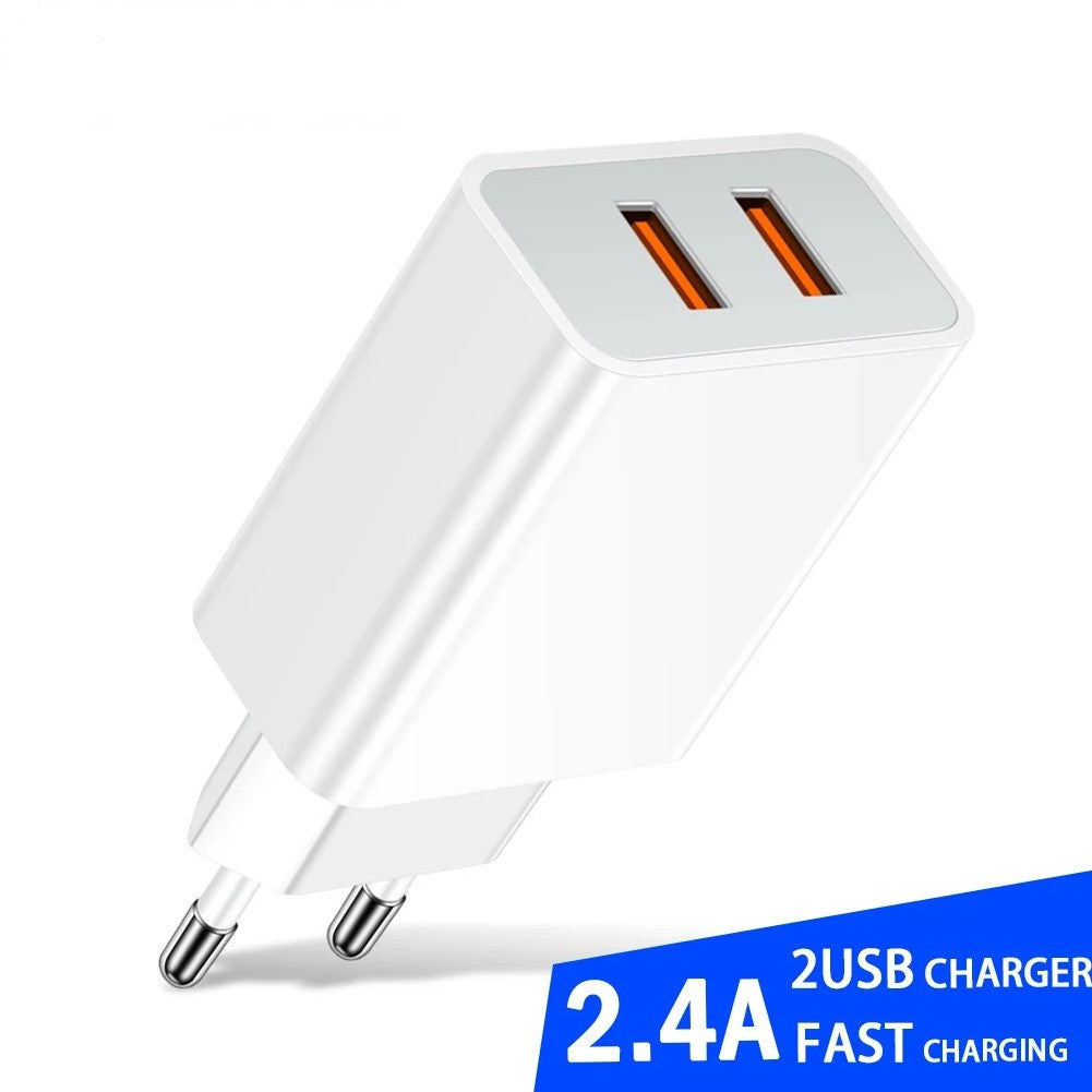 USB Charger 2 Ports Fast Charging Portable Mobile Adapter