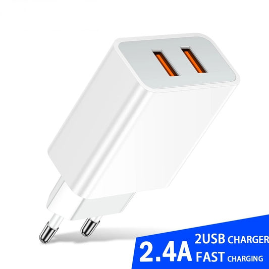 USB Charger 2 Ports Fast Charging Portable Mobile Adapter