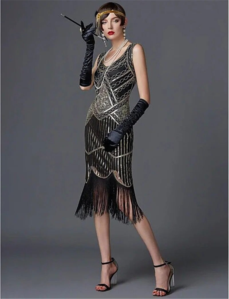 1920s Flapper Dress Great Gatsby Dress Round-Neck