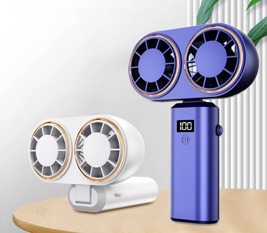 Handheld Personal Fan Compact Rechargeable Dual Fan Cooler Rechargeable