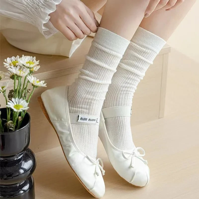 1 Pair Women Spring Summer Thin Hollow Out Long Loose Socks