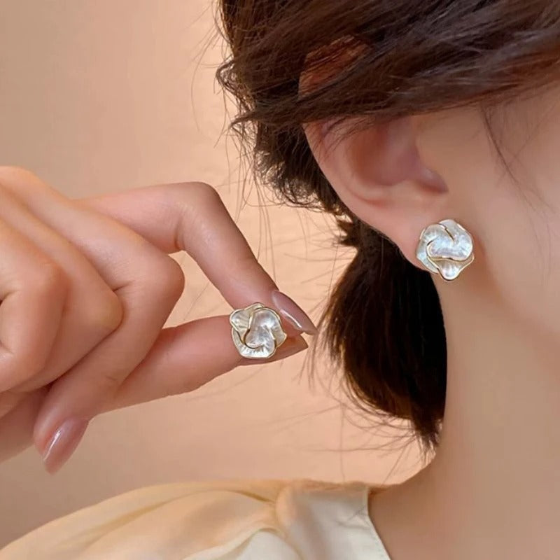Delicate Camellia Stud Earring For Women