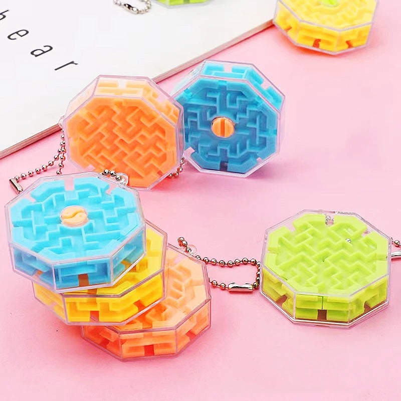 12PC with Keychain Rolling Ball 3D Maze Toys