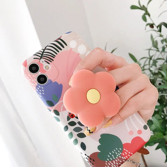 Cute Colorful Flowers Foldable  Phone Finger Ring Grip