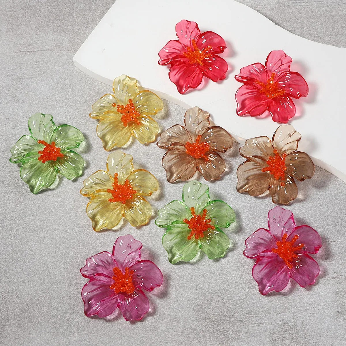Trendy Colorful Resin Flower Earrings Women