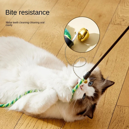 Simulation Feather Interactive Cat Toy Satin Ribbon
