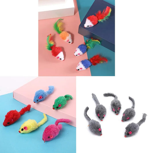5PCS Plush Simulation Mouse Cat Toys