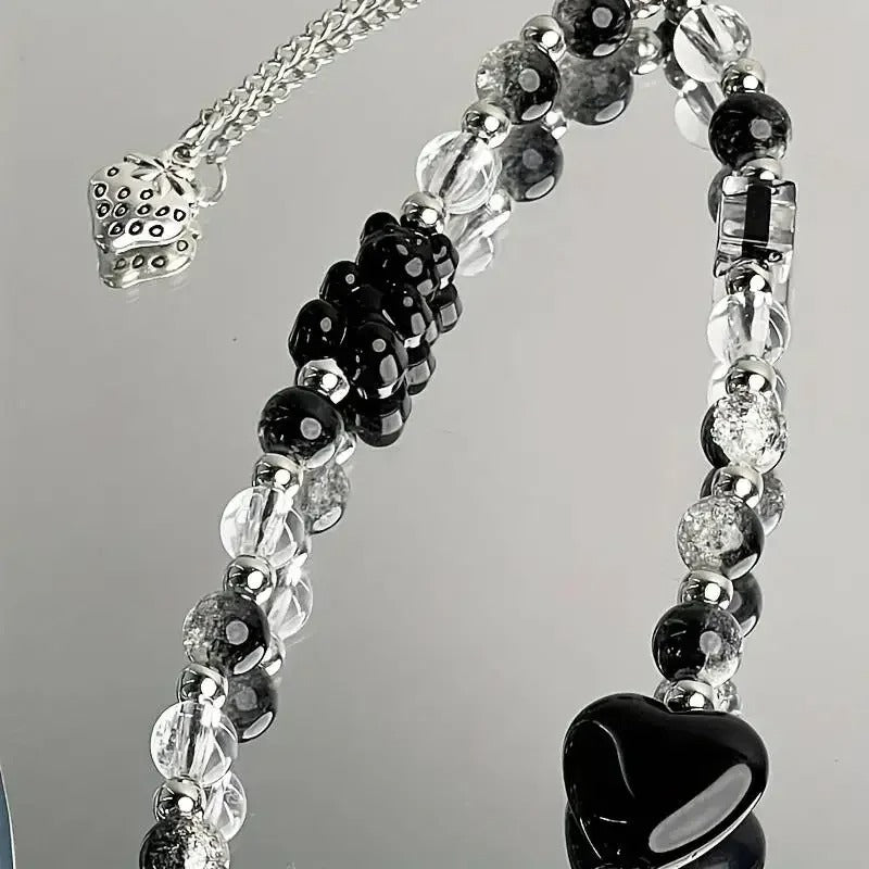 Strawberry Black Love Cute Bear Chain Charm Wrist Strap key cord