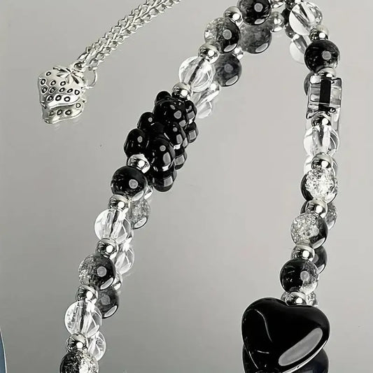 Strawberry Black Love Cute Bear Chain Charm Wrist Strap key cord