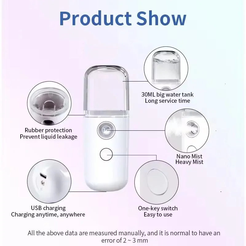 Portable Rechargeable Small Facial Steamer 30ml