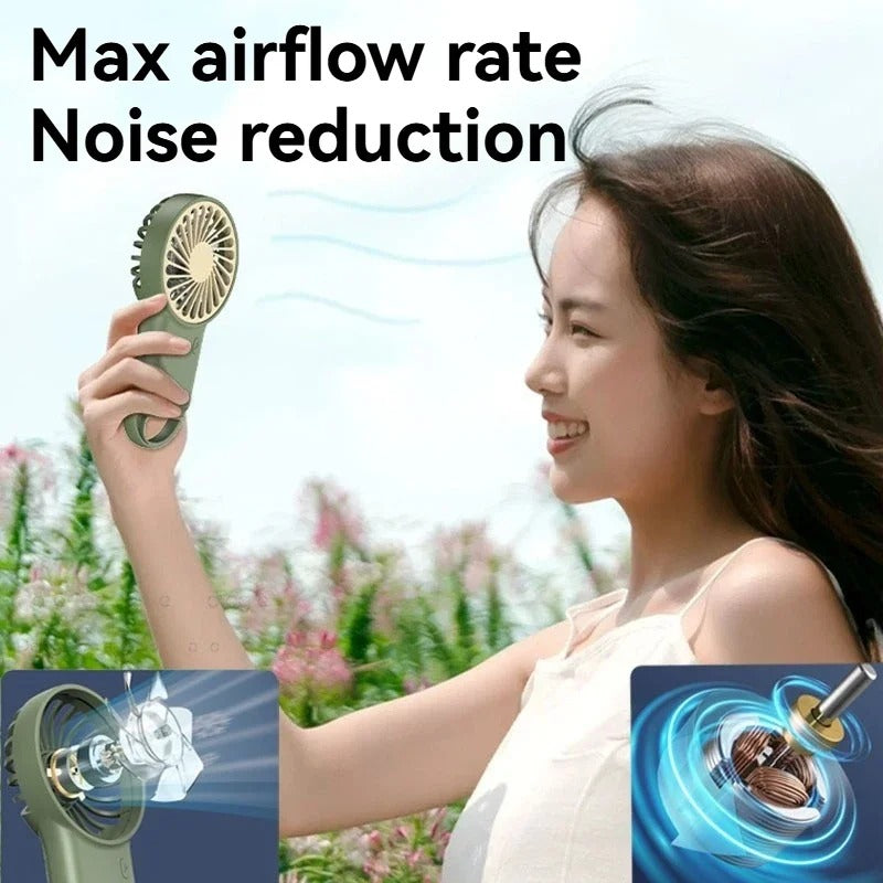 New Foldable Handheld Desktop USB Rechargeable Mini Fan Cartoon Design with Hook