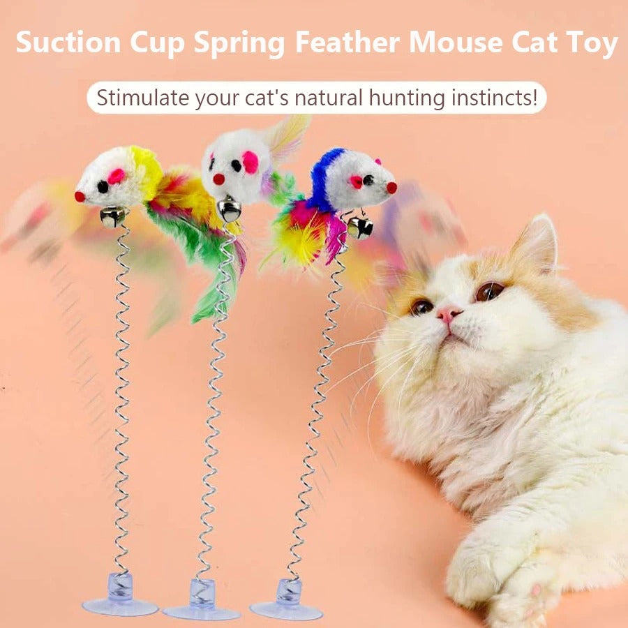 Swinging Mouse Toy - Suction Cup, Spring Cat Toys