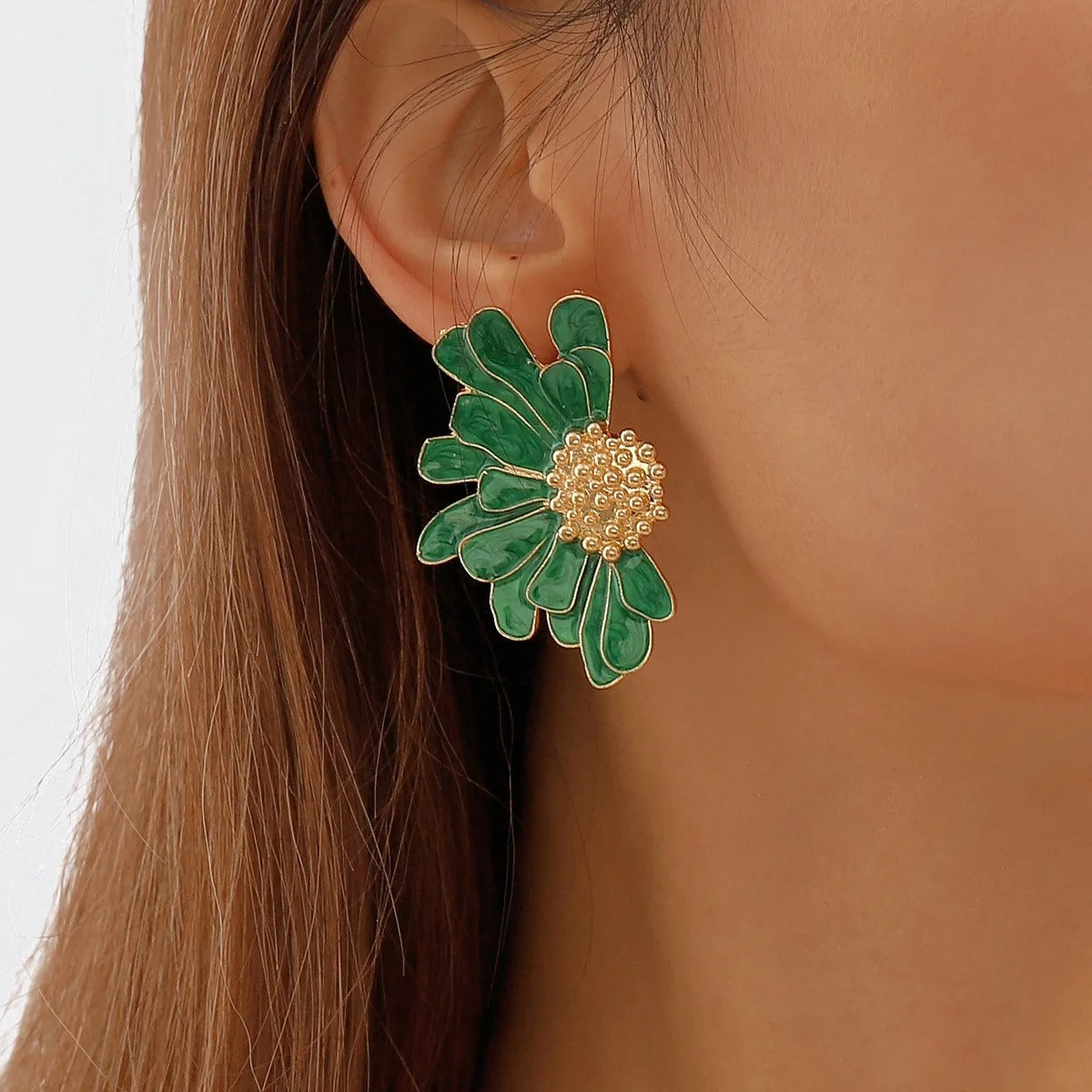 Boohoo Colorful Big Flower Petal Irregular Stud Earrings