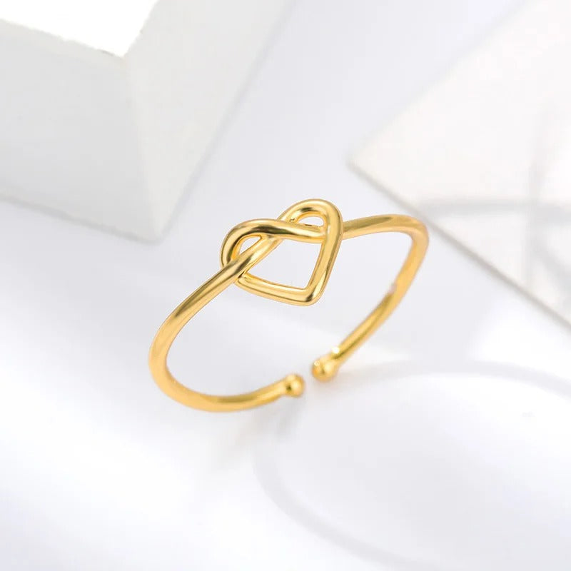 Stainless Steel Rings for Women Gold Color Couple Heart Ring