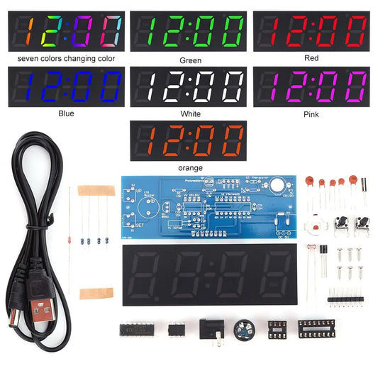 Colorful DIY Digital Clock Kit Alarm