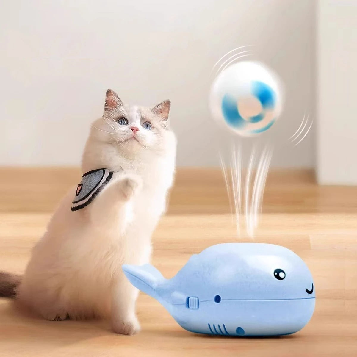 Electric Floating Ball Cat Toy Whale-shaped