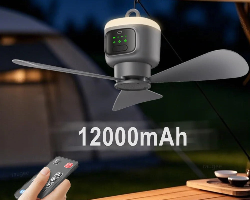 12000mAh Portable Ceiling Fans Outdoor Camping Fan Tent Air Circulator Cooler