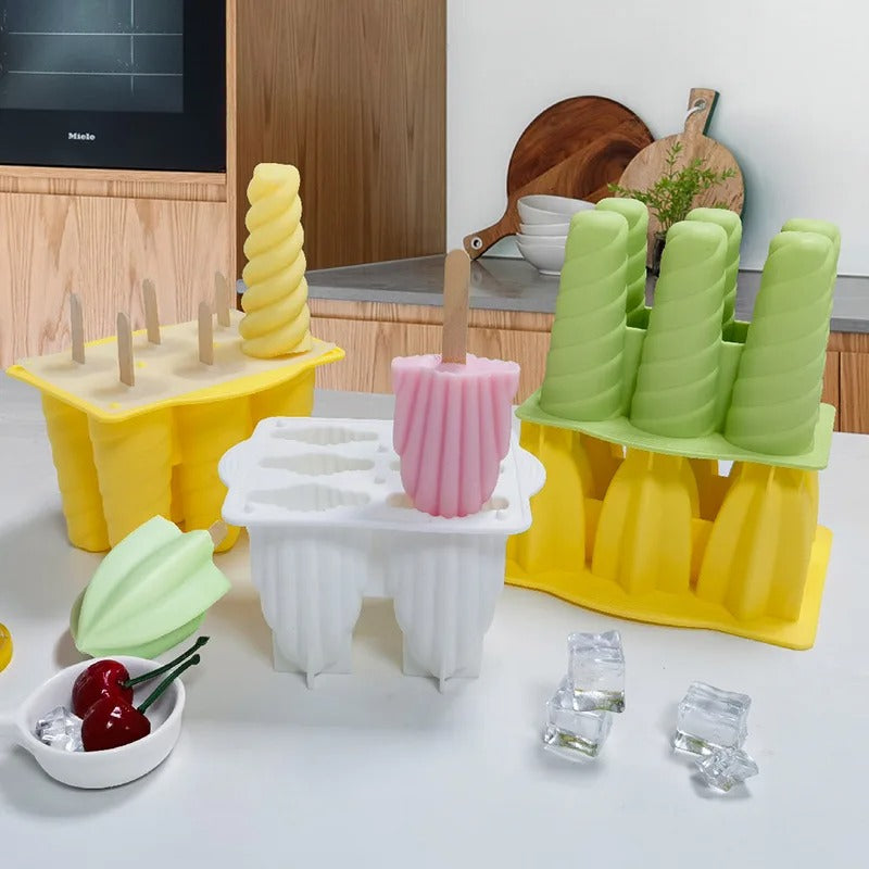 New 6 Hole Silicone Ice Cream Forms Popsicle Molds DIY Homemade