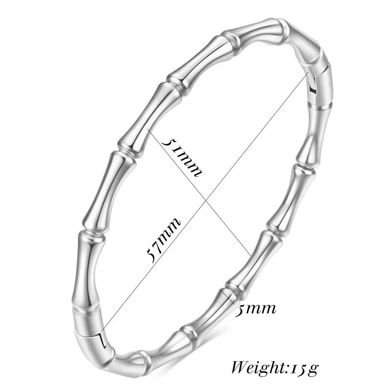 Stainless Steel Bamboo Cuff Bracelets Bangles for Woman