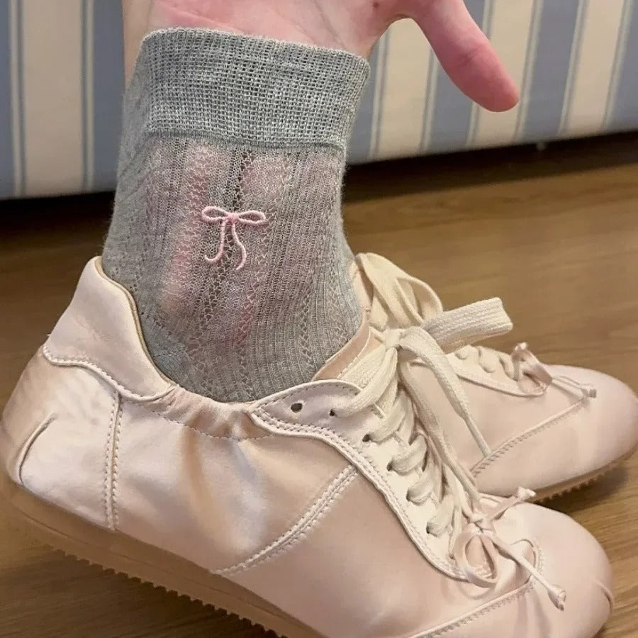White Women's Ballet Style Short Socks Spring