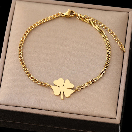 Stainless Steel Bracelets Classic Lucky Clovers