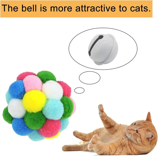 Cat Toys Balls with Bells Color Cat Pom Pom Balls