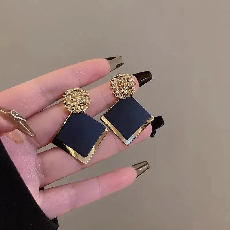 Square Metal Sequin Earrings for Women