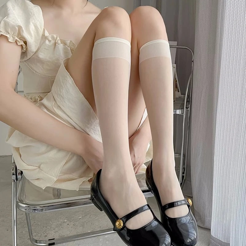 Woman Socks Cute Black White Lolita Long Socks